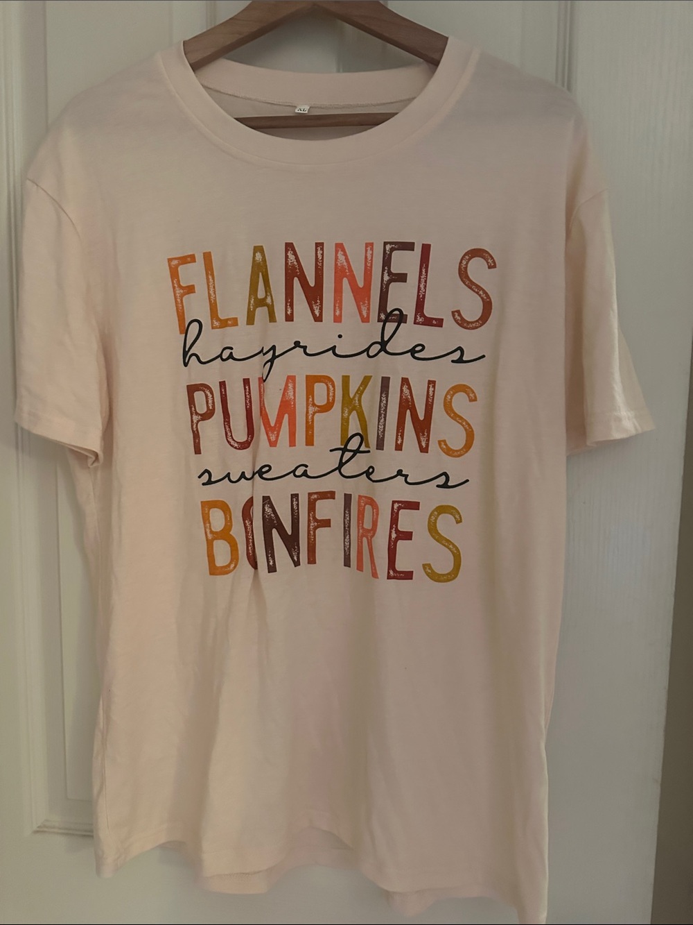 Soft Pink Short Sleeve Graphic Tee - Fall Lettering
